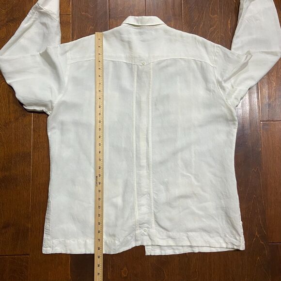 Cubavera Casual Quad Pocket Embroidered White Rayon Button Down Shirt Men's XL - Picture 8 of 8